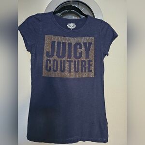 Pre-owned Juicy Couture Tee navy blue with rhinestone size S